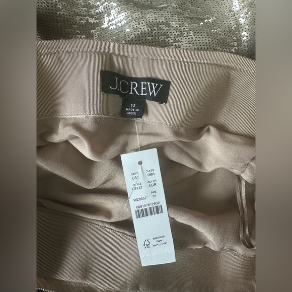 J. Crew Silver Sequin Skirt with Black Lace Trim - Picture 2 of 5